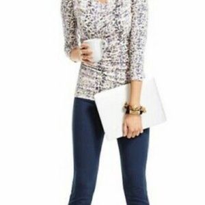 CAbi Double Drape Animal print mid sleeve top